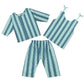 Cotton Bhoto Set for Infants | 3 Piece - Floral Stripes I Sea Green