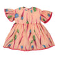 Cotton Frock for Girls | Butterfly Sleeves - Floral Print | Peach