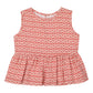 Cotton Frock for Girls | Sleeveless - Small Print | Red & White