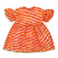 Cotton Frock for Girls | Butterfly Sleeves - Lehariya Print | Orange