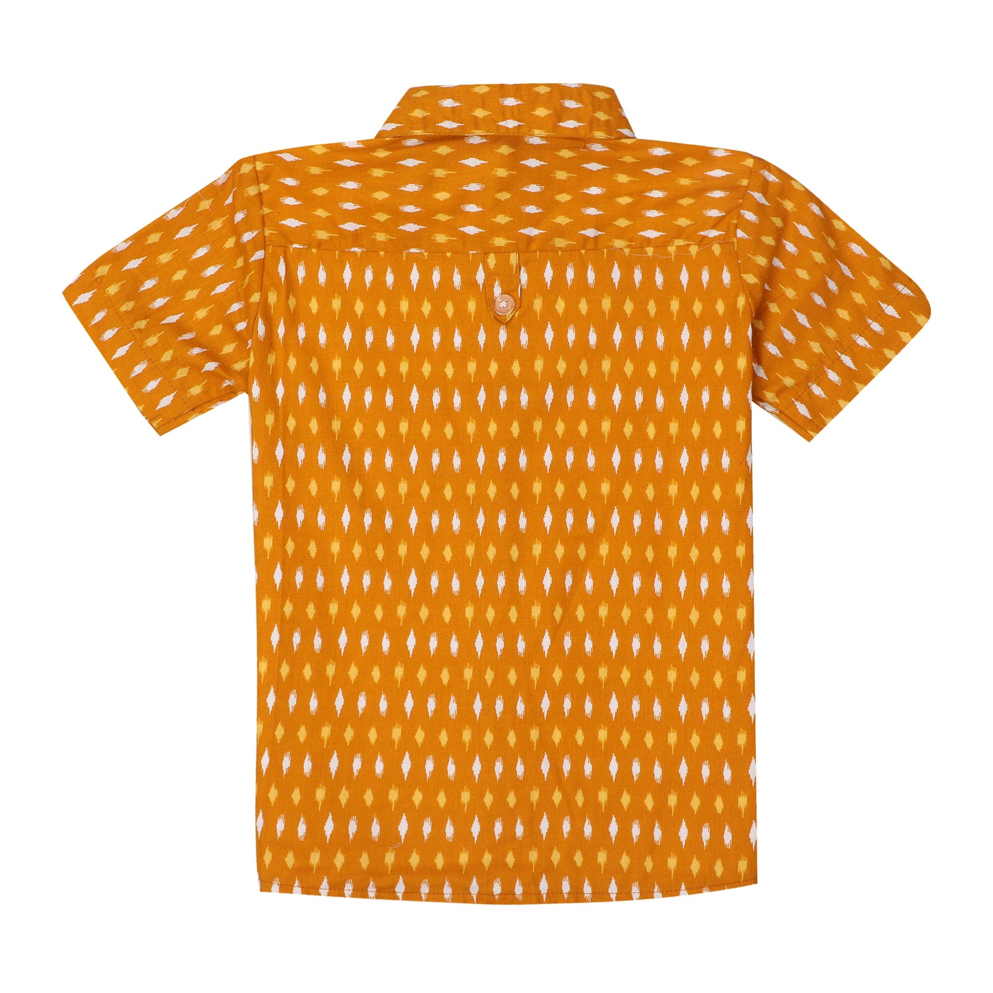Cotton Shirt for Boys | Standard Collar - Geometric Print | Mustard